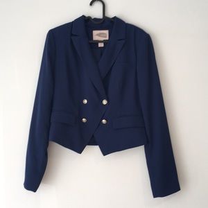 Cropped Navy Blue Blazer